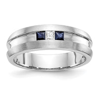 Load image into Gallery viewer, 14k White Gold 1/10 carat Diamond and Sapphire Complete Men&#39;s Channel Band
