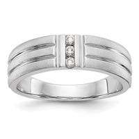 Load image into Gallery viewer, 14K White Gold 3-Stone 1/8 carat Diamond Complete Men&#39;s Band
