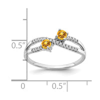 Load image into Gallery viewer, 14k White Gold Two-stone Citrine and Diamond Ring
