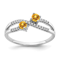Load image into Gallery viewer, 14k White Gold Two-stone Citrine and Diamond Ring
