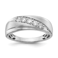Load image into Gallery viewer, 14k White Gold 5-Stone Polished and Satin 3/8 carat Diamond Complete Men&#39;s Ring
