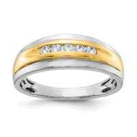 Load image into Gallery viewer, 14k Two-tone 5-Stone 1/4 carat Diamond Complete Men&#39;s Channel Band
