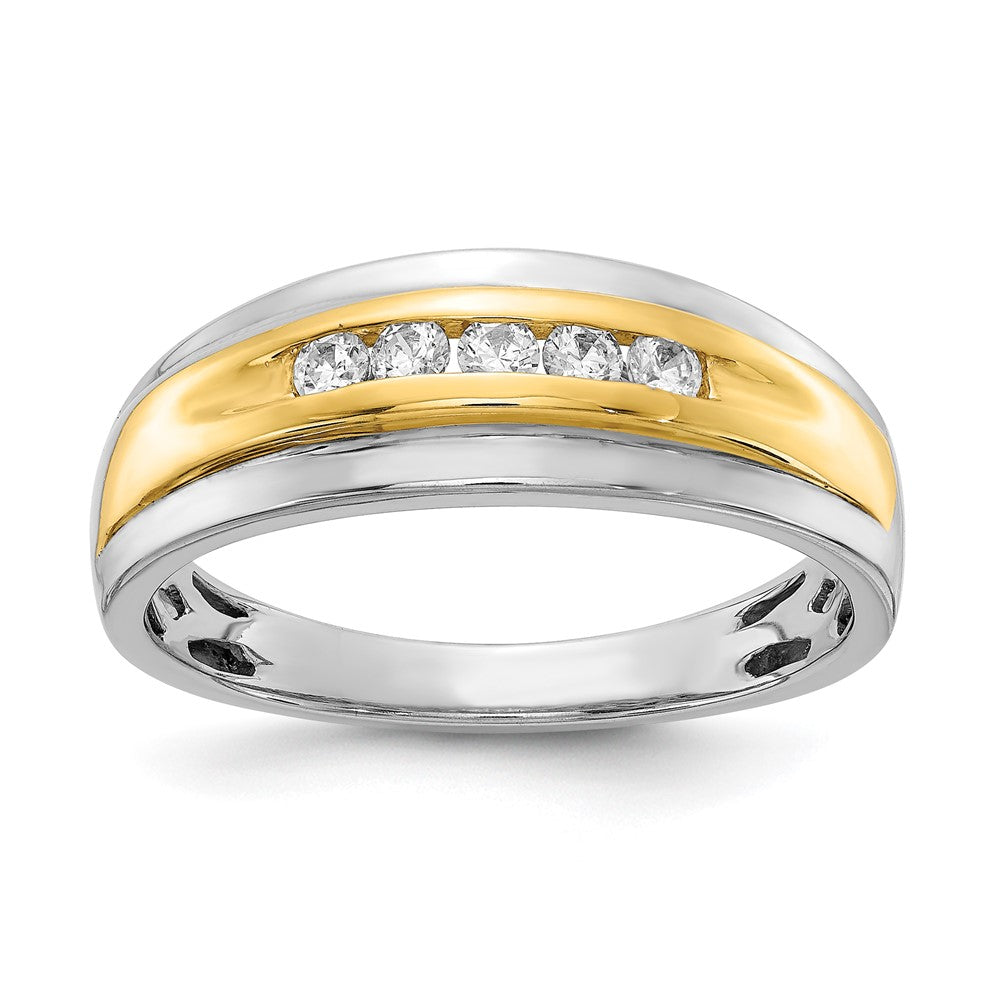14k Two-tone 5-Stone 1/4 carat Diamond Complete Men's Channel Band