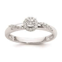 Load image into Gallery viewer, 14K White Gold Halo AA Quality 1/8 carat Diamond Trio Complete Engagement Ring
