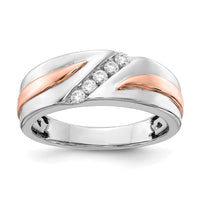 Load image into Gallery viewer, 14k White and Rose Gold 5-Stone 1/5 carat Diamond Complete Men&#39;s Band
