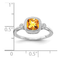Load image into Gallery viewer, 14k White Gold Cushion Citrine and Diamond Ring
