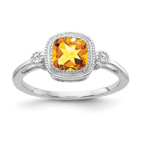 Load image into Gallery viewer, 14k White Gold Cushion Citrine and Diamond Ring
