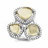 Sterling Silver Lemon Quartz & CZ Geometric Ring