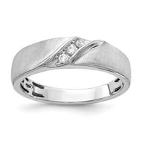 Load image into Gallery viewer, 14k White Gold 3-Stone Satin 1/10 carat Diamond Complete Men&#39;s Ring
