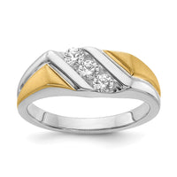 Load image into Gallery viewer, 14k Two-tone 3-Stone 3/8 carat Diamond Complete Men&#39;s Ring
