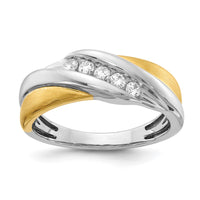 Load image into Gallery viewer, 14k Two-tone 5-Stone 1/4 carat Diamond Complete Men&#39;s Ring
