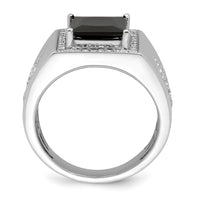 Load image into Gallery viewer, 14k White Gold Onyx and Diamond Cross Mens Ring
