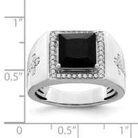 Load image into Gallery viewer, 14k White Gold Onyx and Diamond Cross Mens Ring
