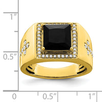 Load image into Gallery viewer, 14k Onyx and Diamond Cross Mens Ring
