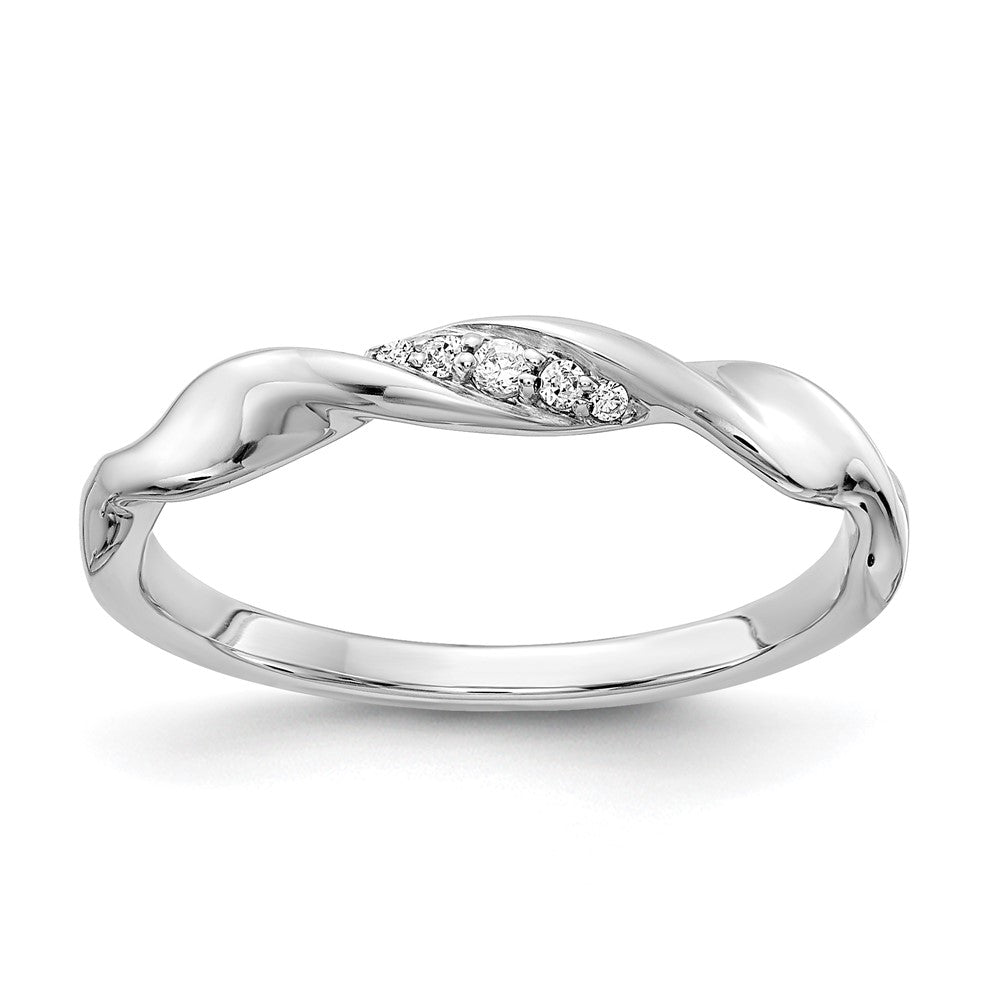 14k White Gold Diamond Fancy Twist Ring