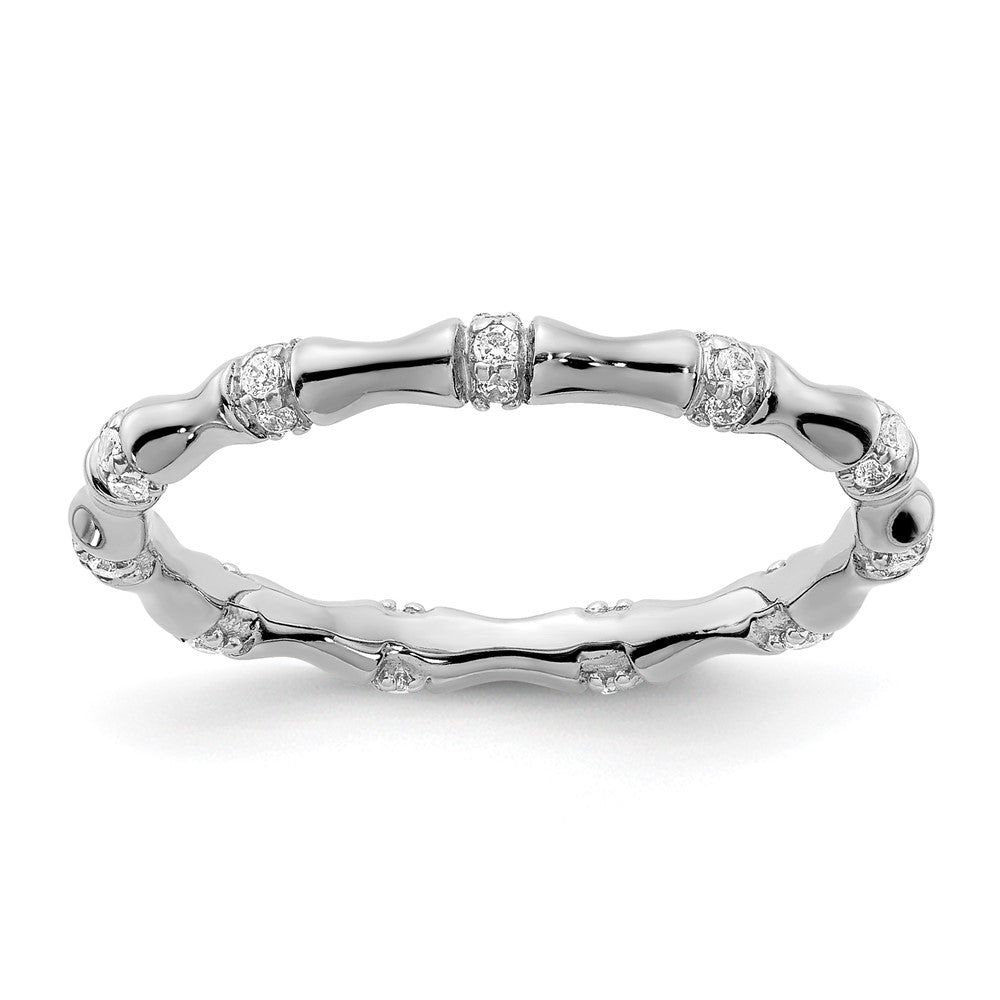 14k White Gold Diamond Fancy Bamboo Ring