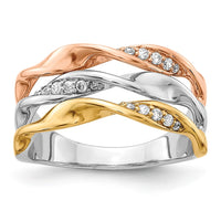 Load image into Gallery viewer, 14k Tri-color Diamond Fancy Triple Twist Ring
