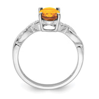 Load image into Gallery viewer, 14k White Gold Oval Citrine and Diamond Ring
