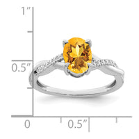 Load image into Gallery viewer, 14k White Gold Oval Citrine and Diamond Ring
