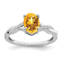 Load image into Gallery viewer, 14k White Gold Oval Citrine and Diamond Ring
