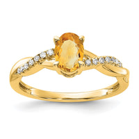 Load image into Gallery viewer, 10k Oval Citrine and Diamond Ring
