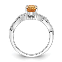 Load image into Gallery viewer, 14K White Gold Oval Citrine and Diamond Ring
