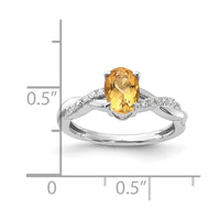 Load image into Gallery viewer, 14K White Gold Oval Citrine and Diamond Ring
