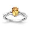 14K White Gold Oval Citrine and Diamond Ring