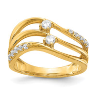 Load image into Gallery viewer, 14k 3-row Wavy Diamond Ring
