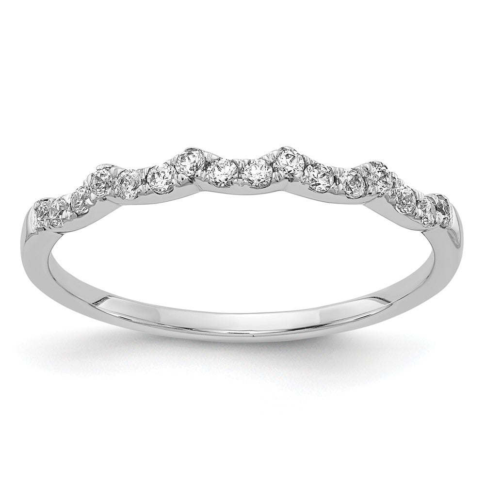 14k White Gold Diamond Scalloped Ring