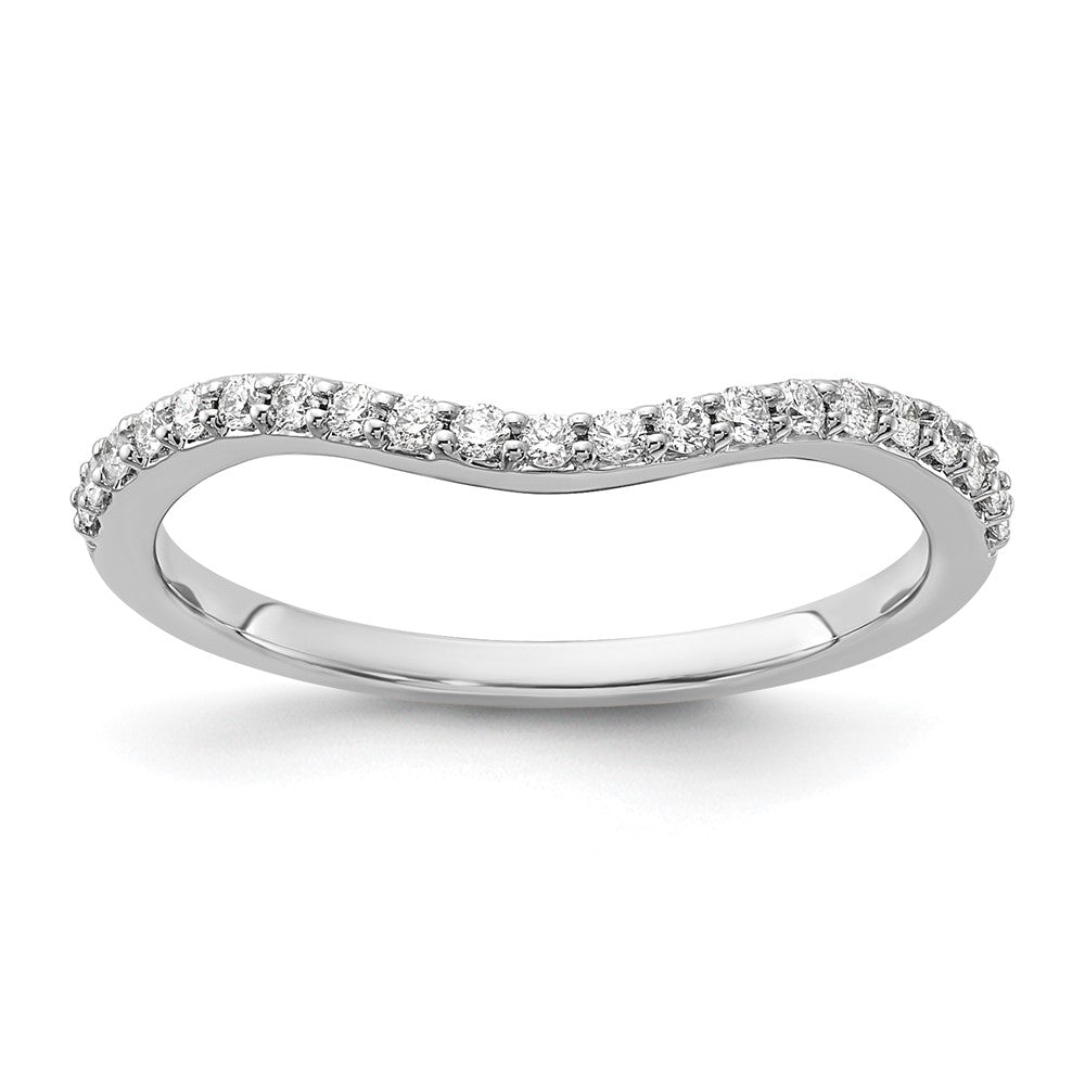 14k White Gold Curved Diamond Ring