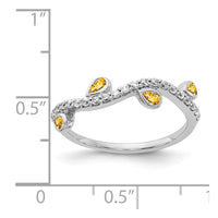 Load image into Gallery viewer, 14k White Gold Diamond and Pear Citrine Curved Ring
