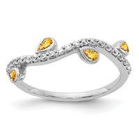 Load image into Gallery viewer, 14k White Gold Diamond and Pear Citrine Curved Ring
