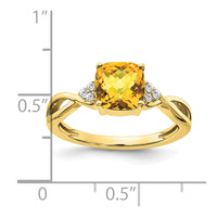 Load image into Gallery viewer, 10k Checkerboard Citrine and Diamond Ring
