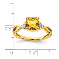 Load image into Gallery viewer, 14k Checkerboard Citrine and Diamond Ring
