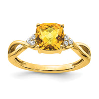 Load image into Gallery viewer, 14k Checkerboard Citrine and Diamond Ring
