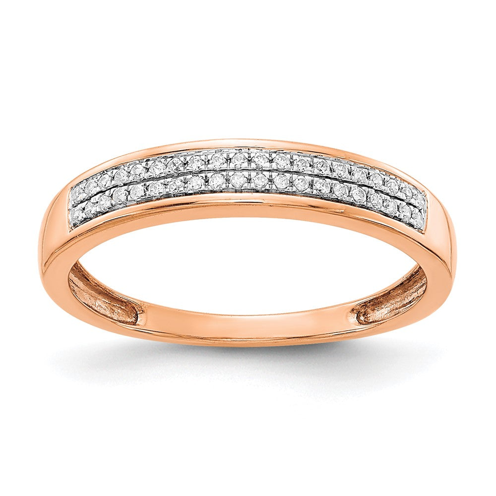 14k Rose Gold 2-row Diamond Band