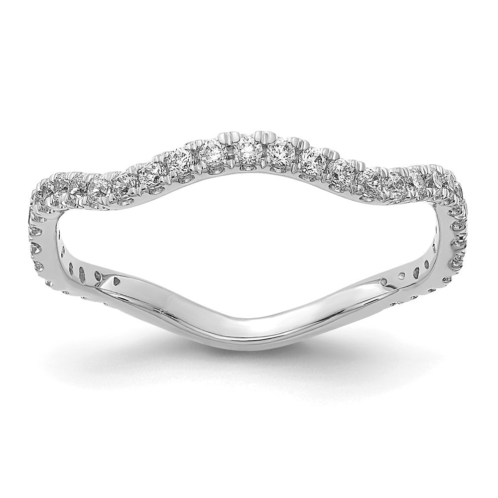 14k White Gold Diamond Wavy Band