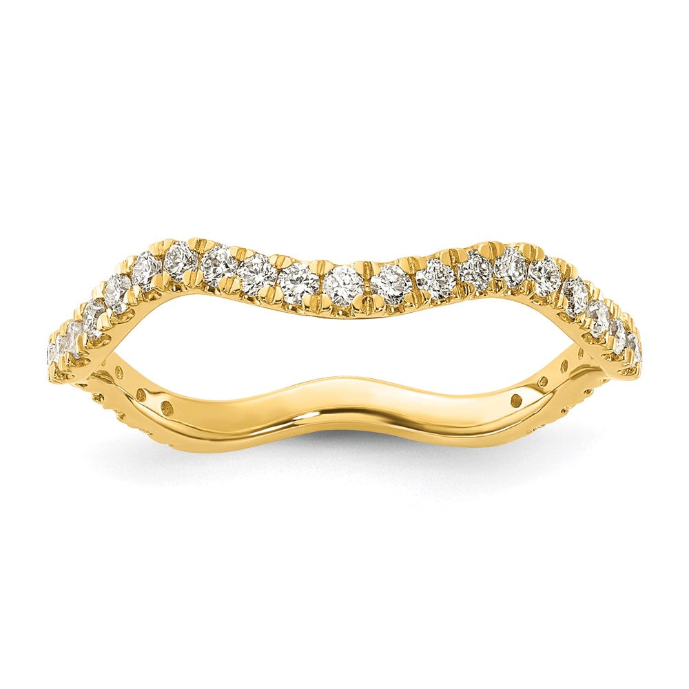 14k Yellow Gold Diamond Wavy Band