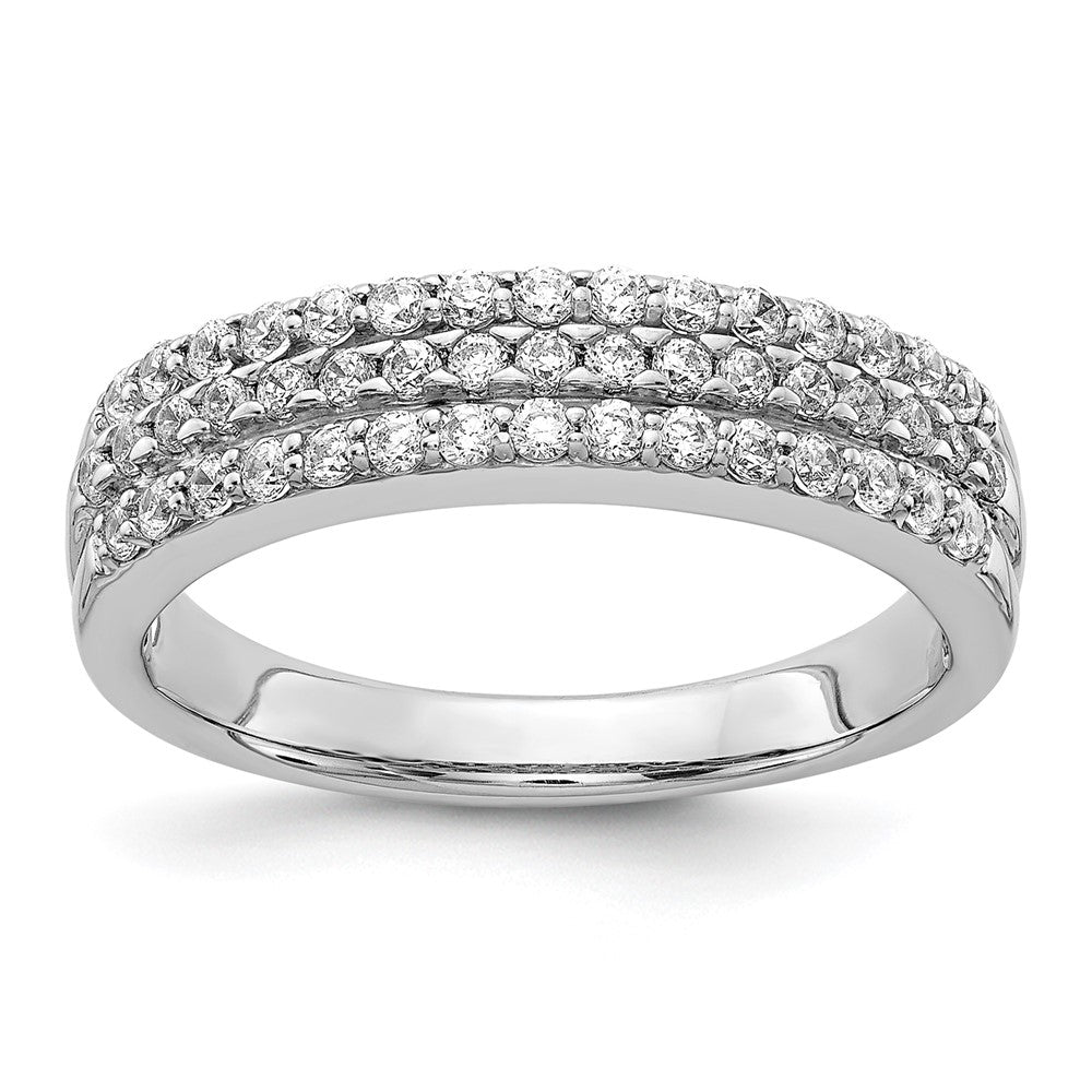 14k White Gold 3-row Diamond Band