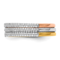 Load image into Gallery viewer, 14k Tri-color Diamond Trio Stackable Rings
