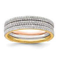 Load image into Gallery viewer, 14k Tri-color Diamond Trio Stackable Rings
