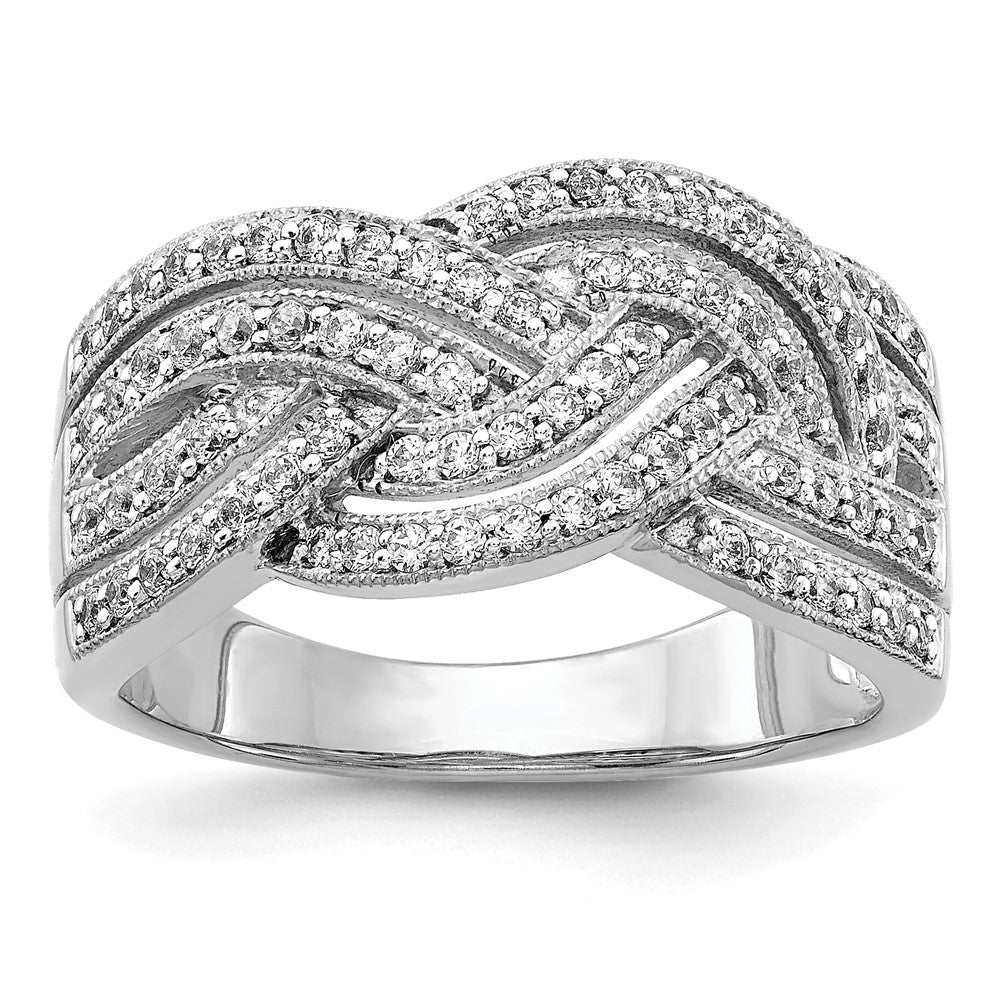 14k White Gold Woven Diamond Ring