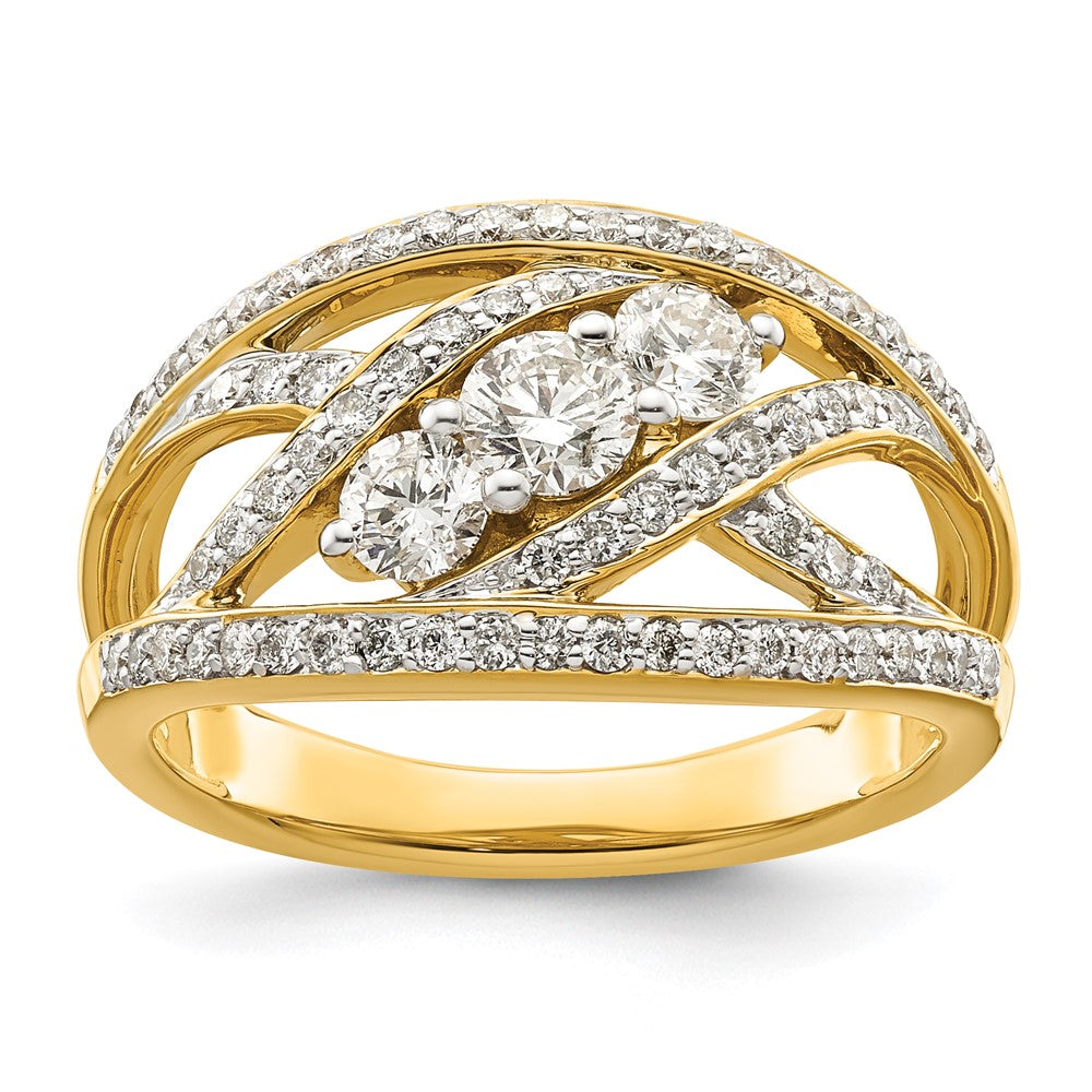 14k Fancy 3-stone Diamond Ring