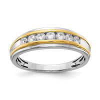 Load image into Gallery viewer, 14k Two-tone 7-Stone 1/2 carat Diamond Complete Men&#39;s Ring
