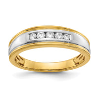 Load image into Gallery viewer, 14k Two-tone 5-Stone 1/4 carat Diamond Complete Men&#39;s Channel Band
