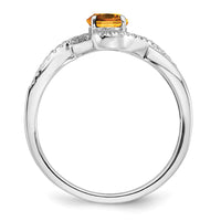 Load image into Gallery viewer, 14k White Gold Oval Citrine and Diamond Twist Ring
