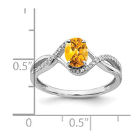 Load image into Gallery viewer, 14k White Gold Oval Citrine and Diamond Twist Ring
