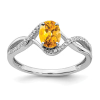 Load image into Gallery viewer, 14k White Gold Oval Citrine and Diamond Twist Ring
