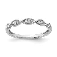 Load image into Gallery viewer, 14k White Gold Criss-Cross 1/15 carat Diamond Complete Wedding Band
